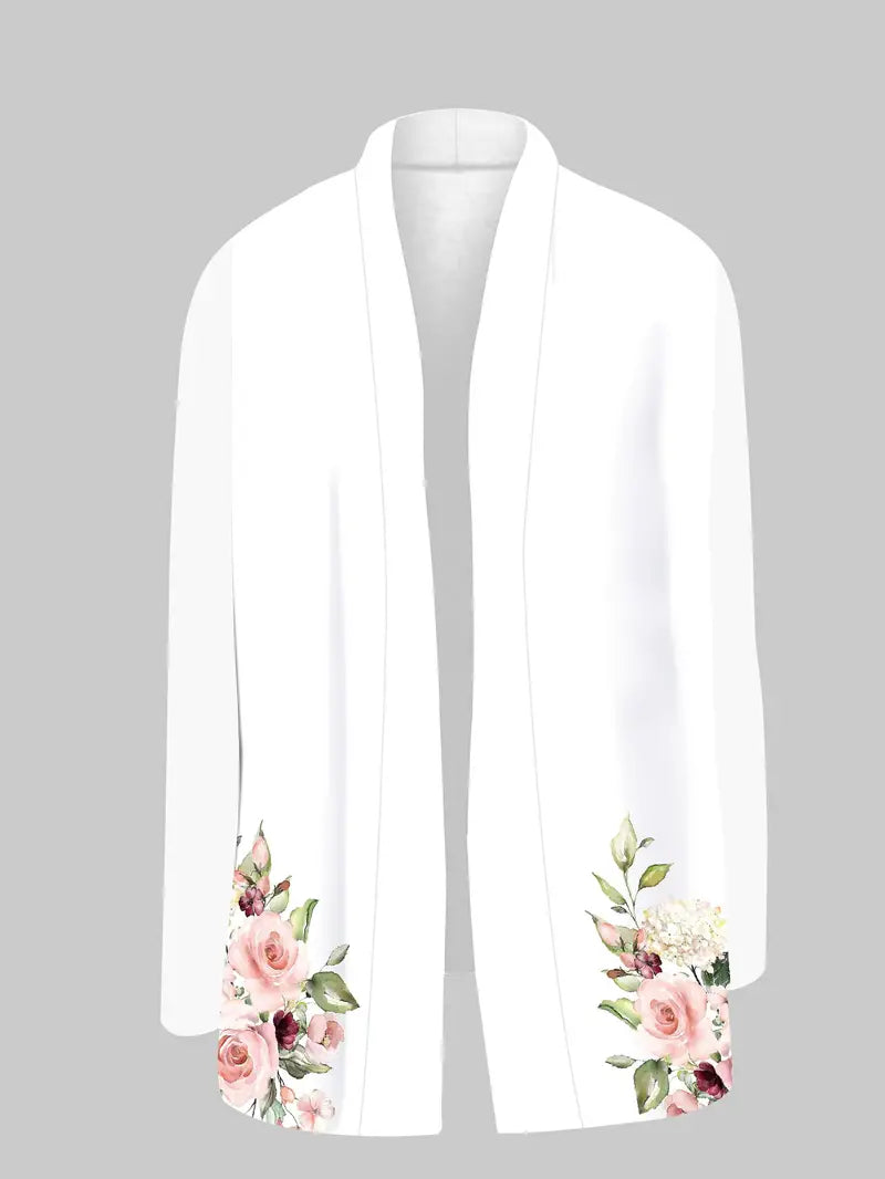 Gwen | Kardigán s kvetinovou potlačou a šálovým golierom - Veselý vzhľad