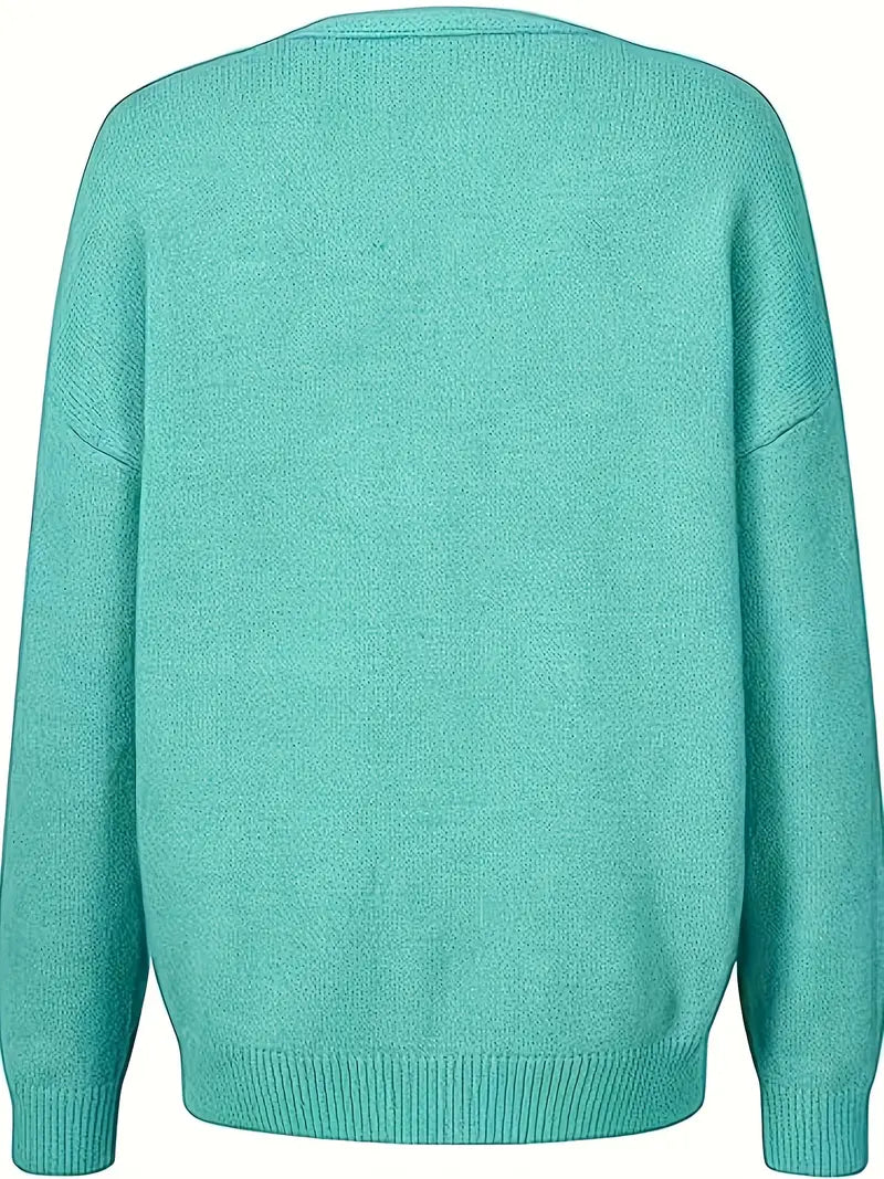 Halle pletený sveter s gombíkovým zapínaním a kvetinovým vzorom | Štýlová a elegantná móda