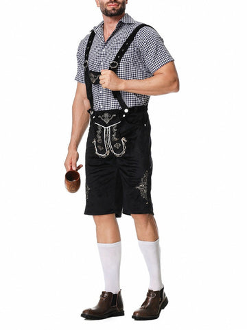 Alpenkraft – Lederhosen-Shorts Wildlederoptik mit Stickerei – Oktoberfest Herren