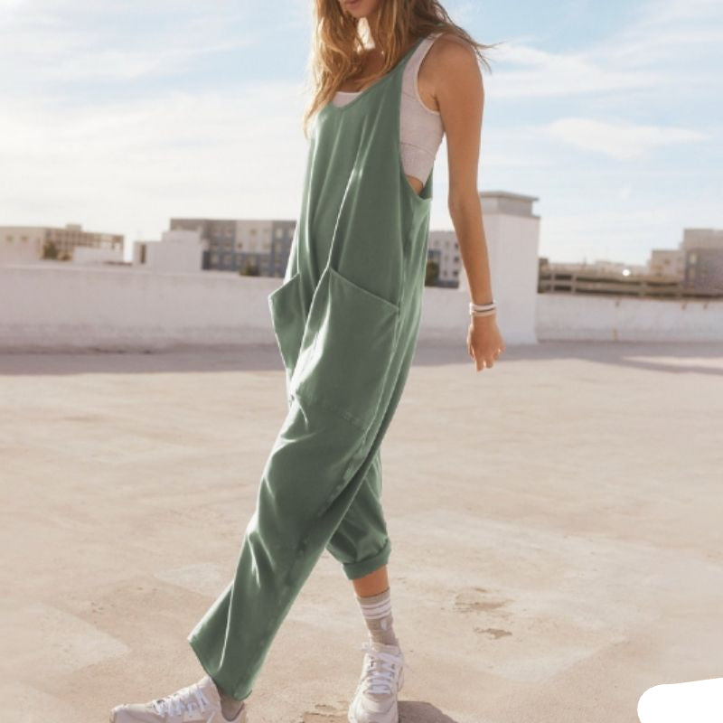 Damen Oversized Jumpsuit – Lockerer Sommer-Overall mit Spaghettiträgern