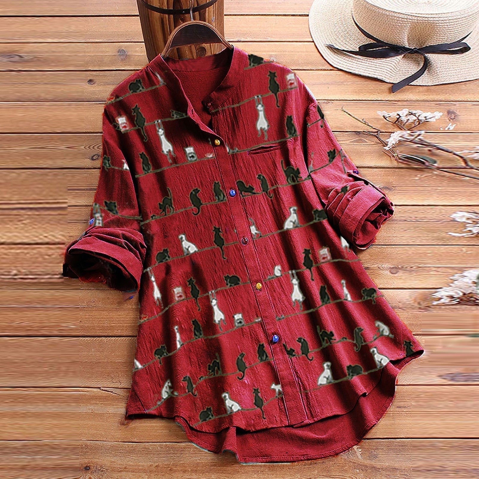 Margery blúzka s potlačou mačiek - štýlová a zároveň hravá