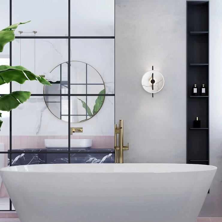 LumiSphere - Elegantné okrúhle LED nástenné svietidlo z živice a mramoru