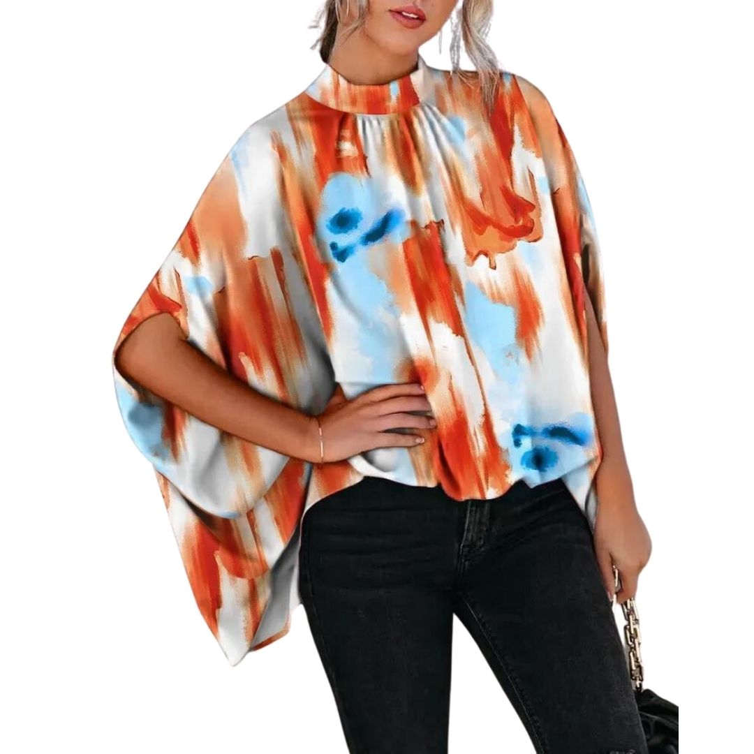 Genoveva Bluse – Abstrakte Prints und moderner Stehkragen