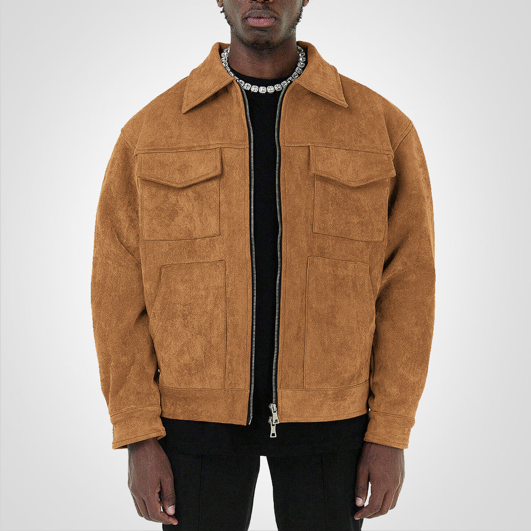 RetroStreet Kurze Wildlederjacke mit Reißverschluss - Stil & Komfort