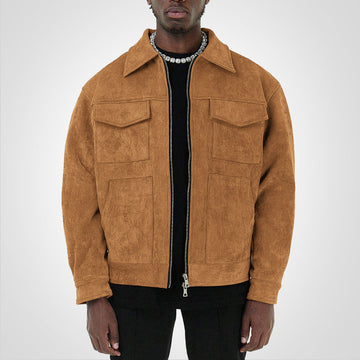 RetroStreet Kurze Wildlederjacke mit Reißverschluss - Stil & Komfort