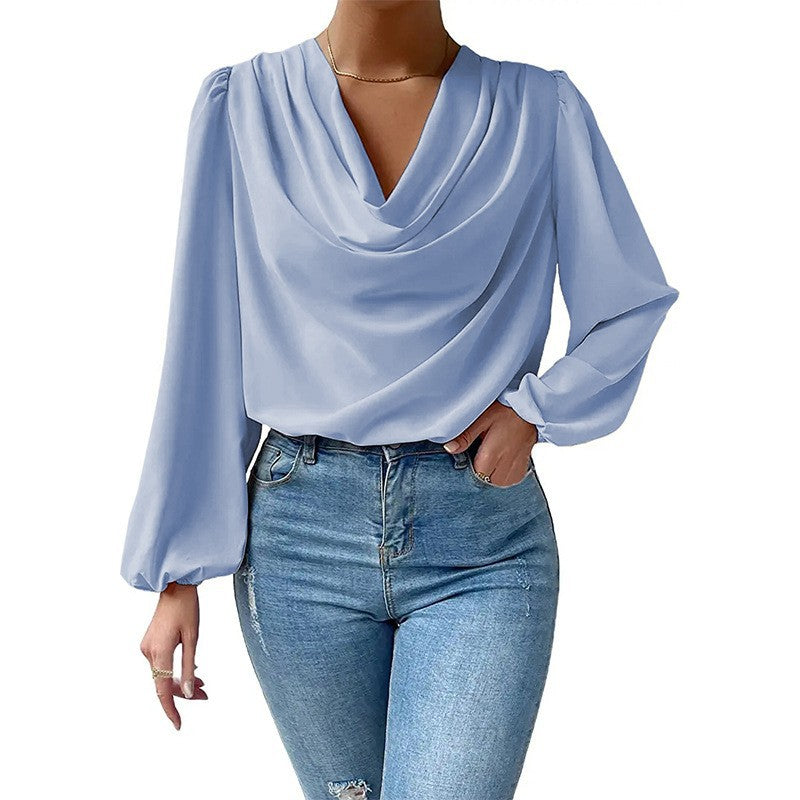 Drapierte Bluse mit Rollkragen für Frauen - Janelle
