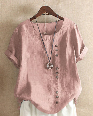 Devako Kurzärmeliges Sommer-Sweatshirt in Uni-Farbe