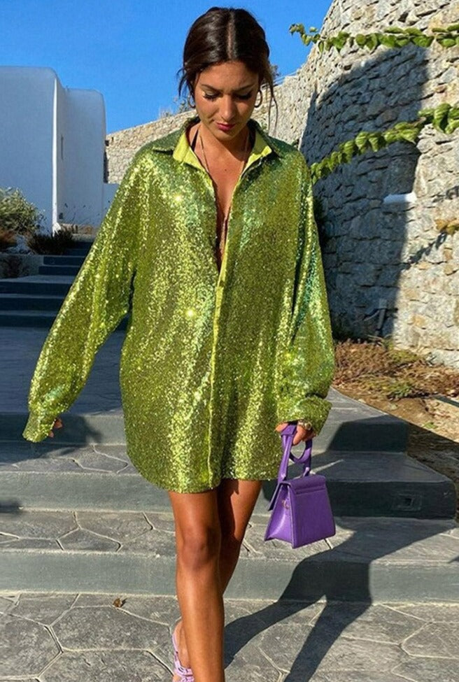 Oversized Glitzerbluse für Frauen – Glänzende Eleganz für Jeden Anlass