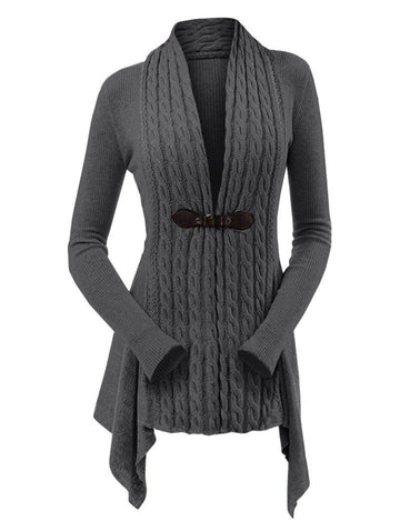 Einfarbige lange Strickjacke für Frauen - Despina