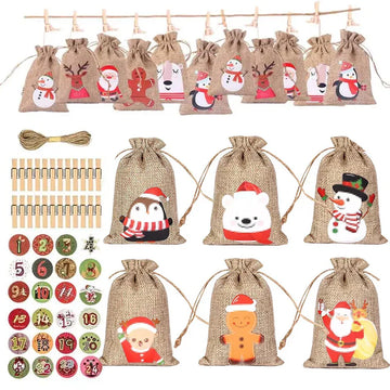 Festira – Calendrier de l'Avent avec 24 sachets cadeaux et autocollants