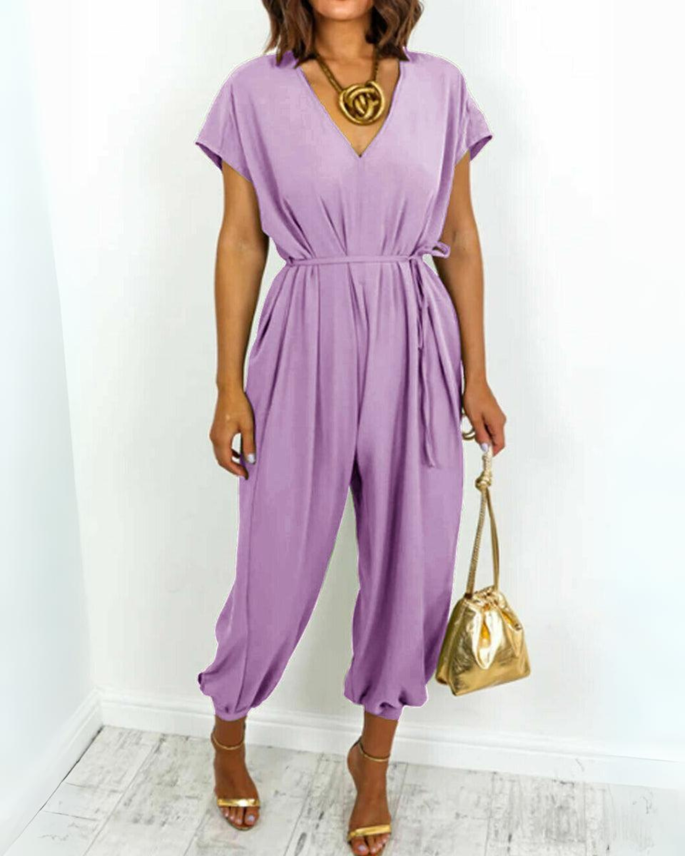 Devako Dena - Lässiger Jumpsuit mit V-Ausschnitt