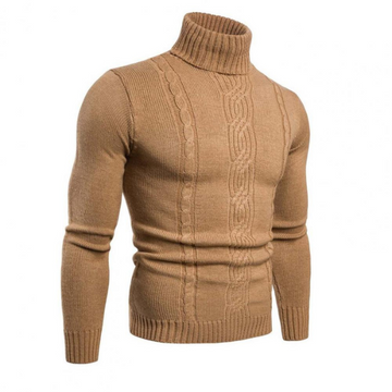 Aaron – herre rullekravepullover med fletmønster og blød strik