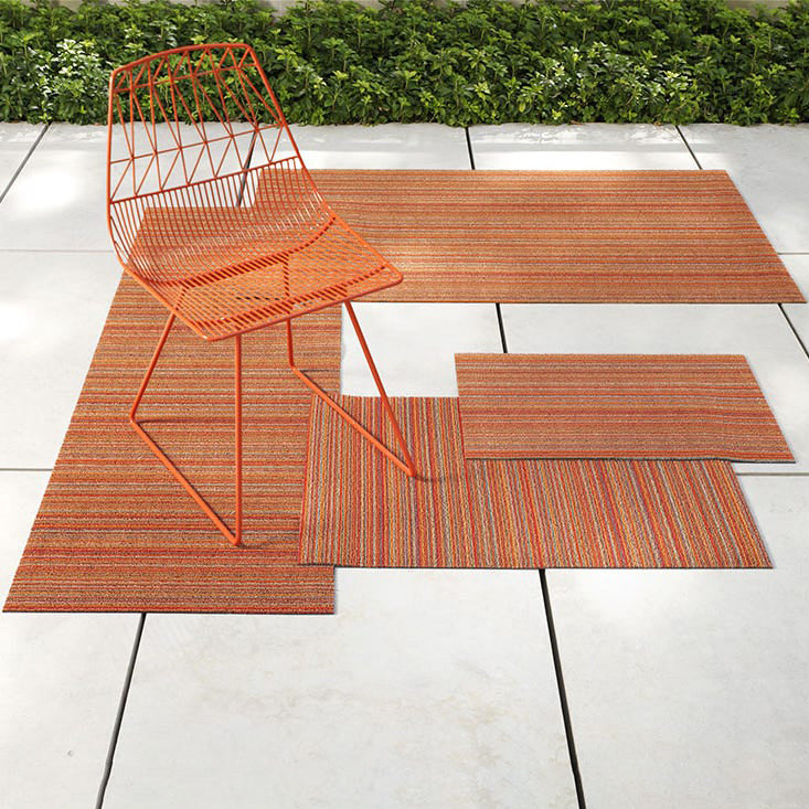 Tapis shag à rayures fines pour intérieur/extérieur
