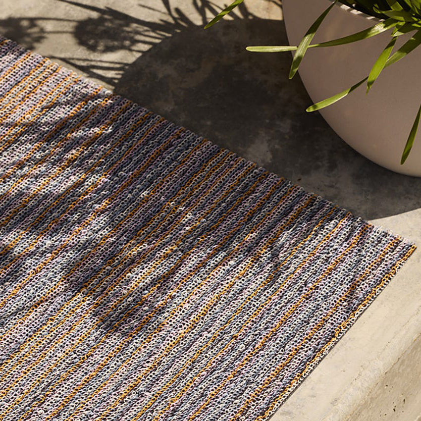 Tapis shag à rayures fines pour intérieur/extérieur