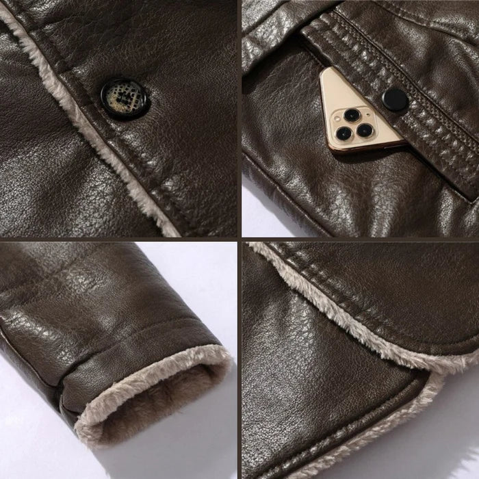 Tyson kožená parka – zimná bunda pre mužov s fleecovou podšívkou