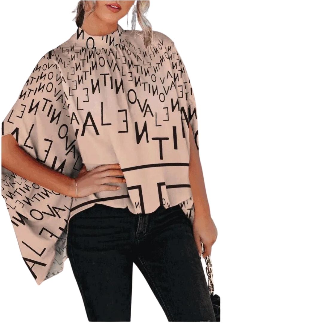 Genoveva Bluse – Abstrakte Prints und moderner Stehkragen