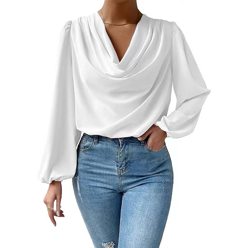 Drapierte Bluse mit Rollkragen für Frauen - Janelle