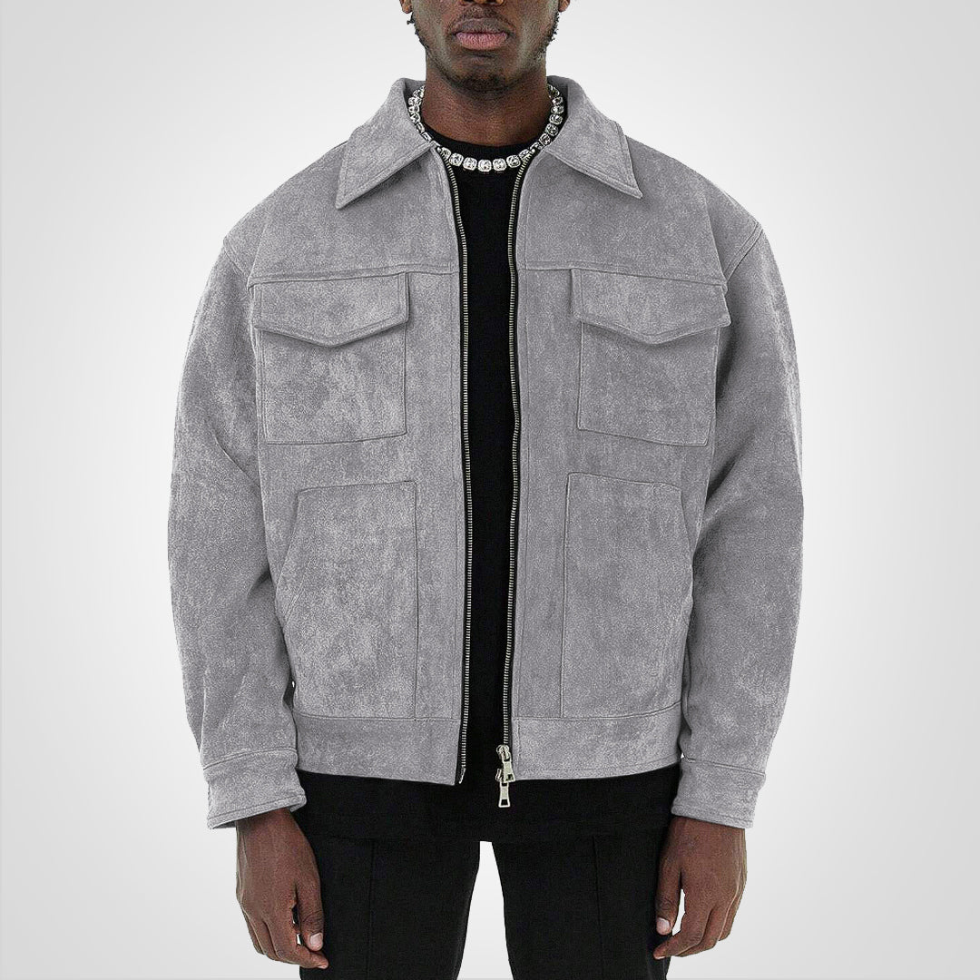 RetroStreet Kurze Wildlederjacke mit Reißverschluss - Stil & Komfort