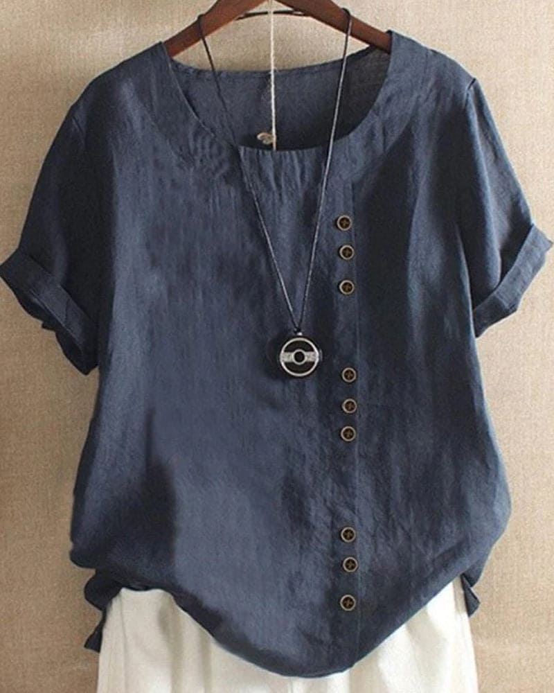 Devako Kurzärmeliges Sommer-Sweatshirt in Uni-Farbe