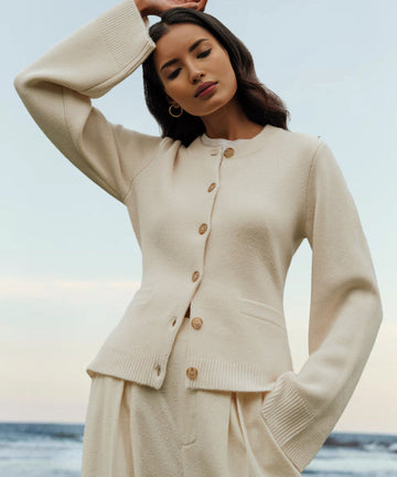 Luxuriöse, ultraweiche Kaschmir-Strickjacke - Celyn