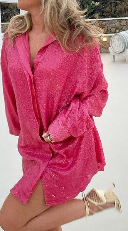 Oversized Glitzerbluse für Frauen – Glänzende Eleganz für Jeden Anlass