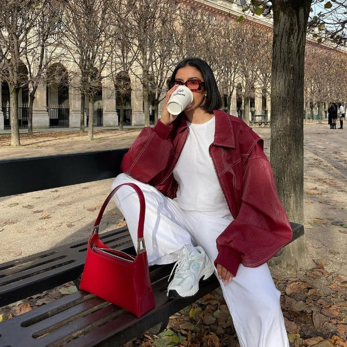 Liva | Oversized Jacke aus veganem Leder - Stil & Komfort