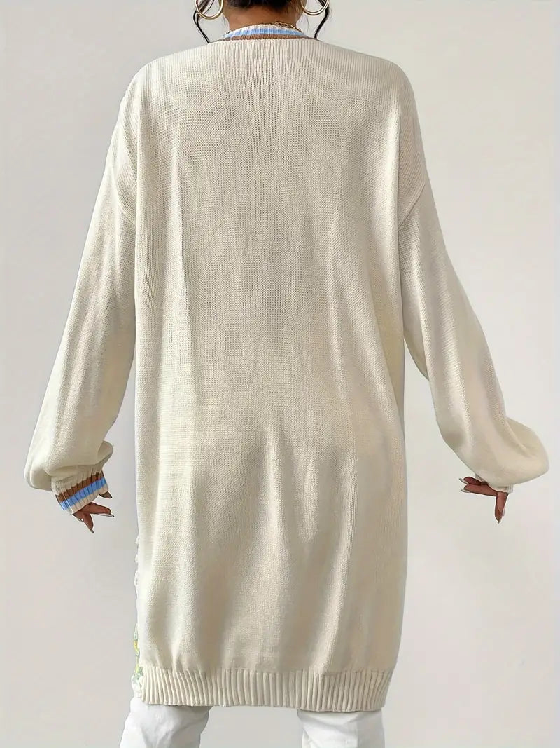 Renny - Živý háčkovaný kardigán s klesajúcim ramenom pre trendový vzhľad