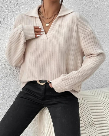 Devako Elia - Simpelt sweatshirt med ribstruktur