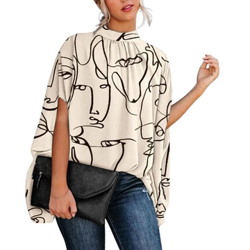 Genoveva Bluse – Abstrakte Prints und moderner Stehkragen