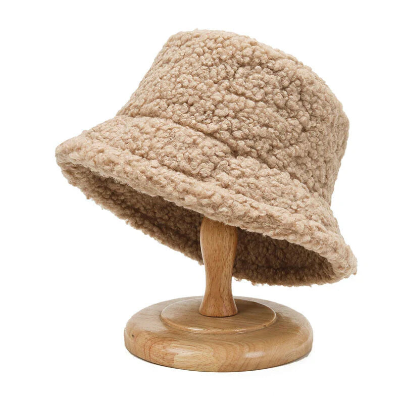 Teplejší módny Teddy klobúk typu Buckethat - Livia