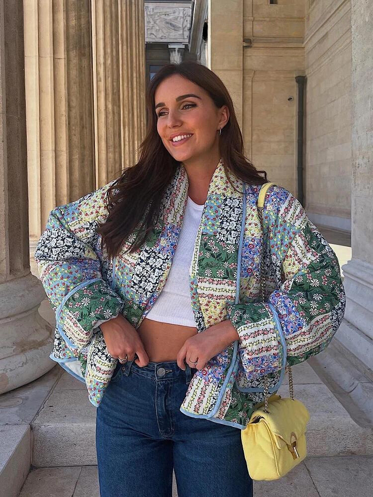 Giulia | vintage patchwork bunda s kvetinovým vzorom pre ženy