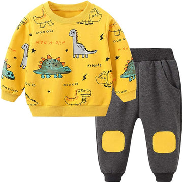 Set per bambini: completo abbigliamento ragazzo con stampa dinosauro