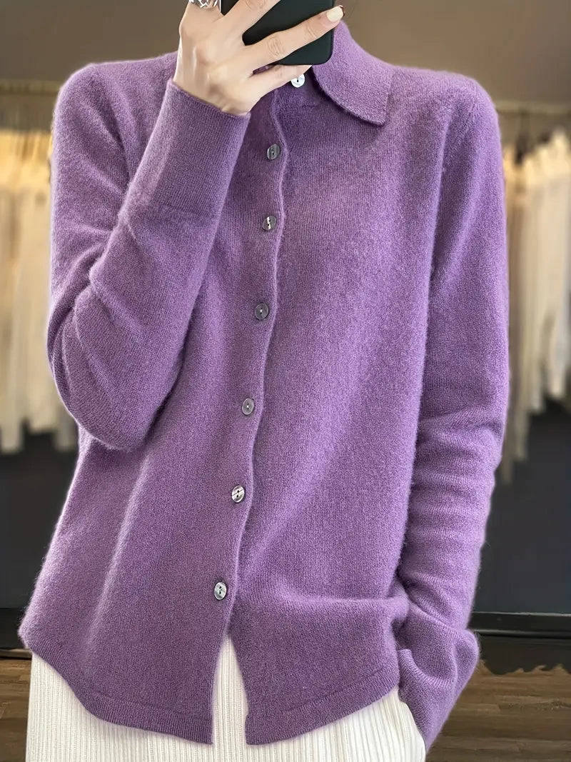 Nerry | Jednofarebný pletený sveter s gombíkovým zapínaním - štýlový a všestranný