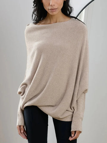 Modischer asymmetrischer Pullover mit Drapierungen - Inara