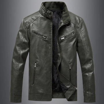Slim Fit Jacke aus echtem Leder - Dravio