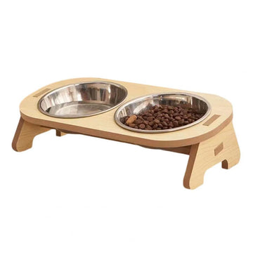 DuoFeast NatureLine – Stilvoller Doppel-Futternapf aus Holz mit Charme
