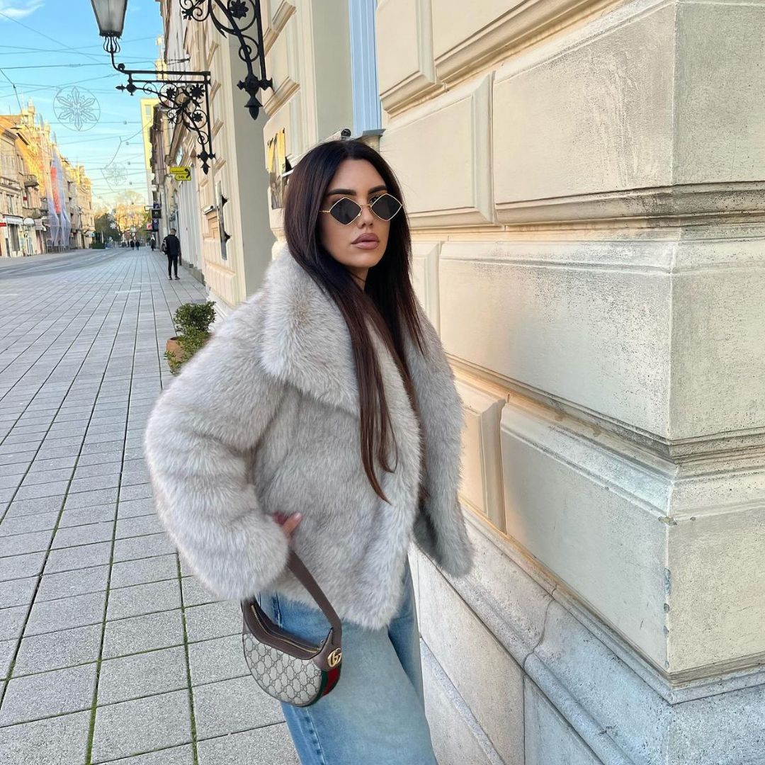 Umila Jacket | Luxuriöse kurze Pelzjacke für Frauen mit weichem Kunstpelz