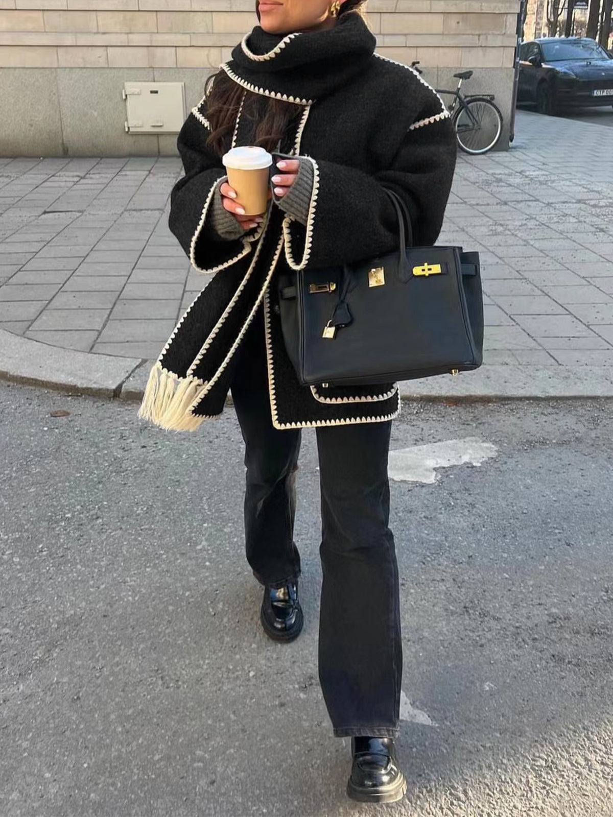 Devako Jessica- Stilfuldt varmt halstørklæde-frakke