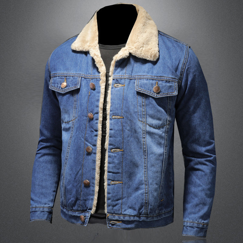 Brent - Stylische Winter Fleece Windbreaker Denim Jacke für Männer