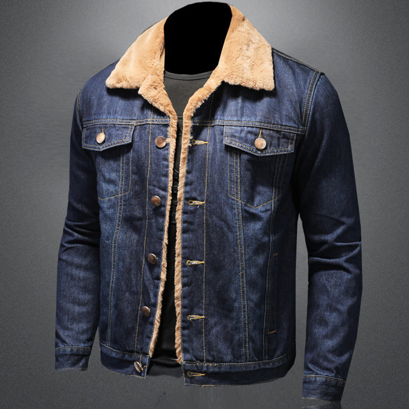 Brent - Stylische Winter Fleece Windbreaker Denim Jacke für Männer