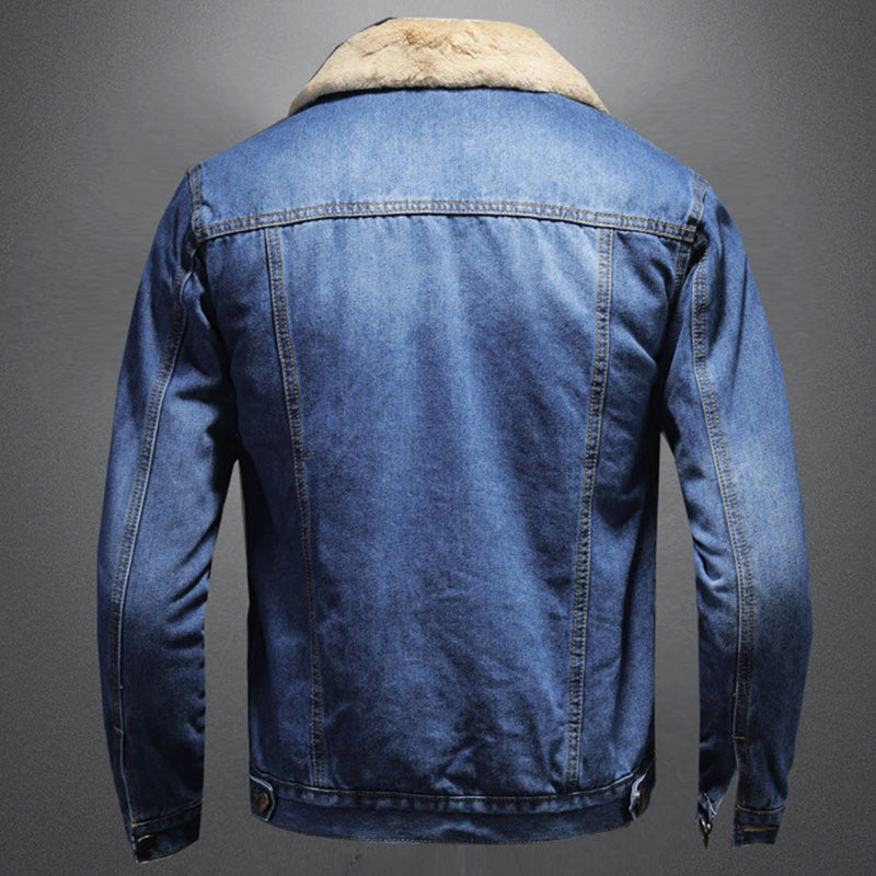Brent - Stylische Winter Fleece Windbreaker Denim Jacke für Männer