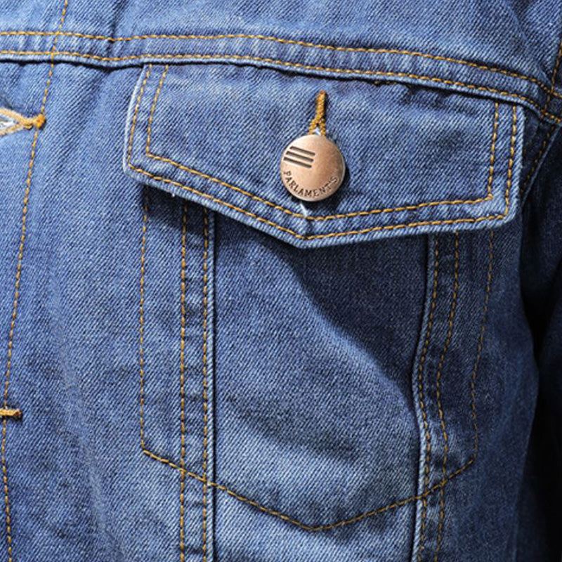 Brent - Stylische Winter Fleece Windbreaker Denim Jacke für Männer