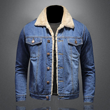 Brent - Stylische Winter Fleece Windbreaker Denim Jacke für Männer