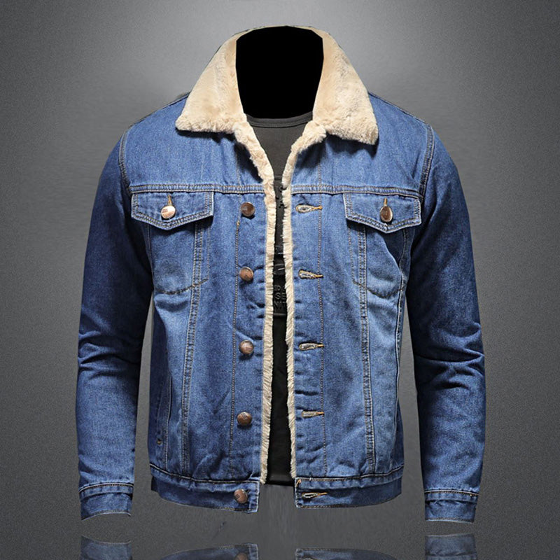 Brent - Stylische Winter Fleece Windbreaker Denim Jacke für Männer