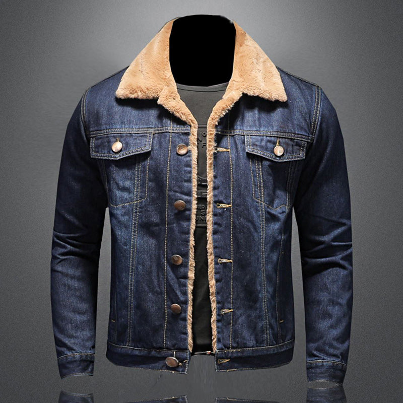 Brent - Stylische Winter Fleece Windbreaker Denim Jacke für Männer