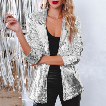 Blazer pour femmes avec paillettes – Brillant, Ouvert & Festif Élégant