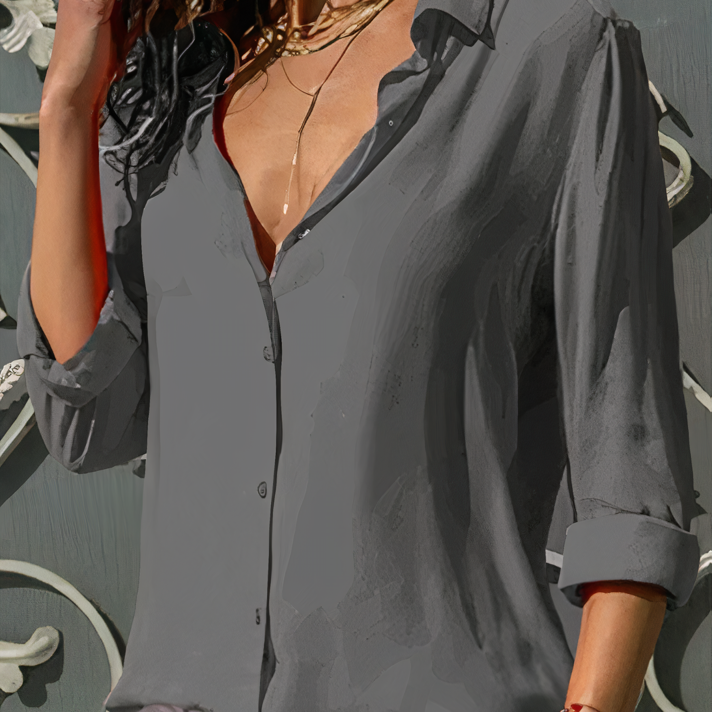 Dámská halenka s límečkem a knoflíkovou légou – vzdušná a všestranně nositelná