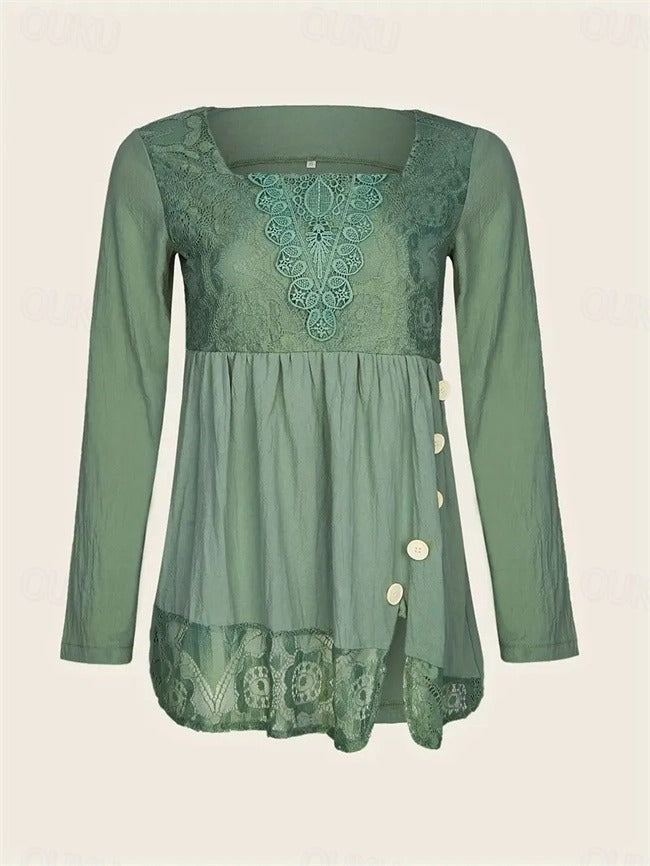 Dámská halenka s výšivkou, áčkový střih a knoflíky – ženský vzhled