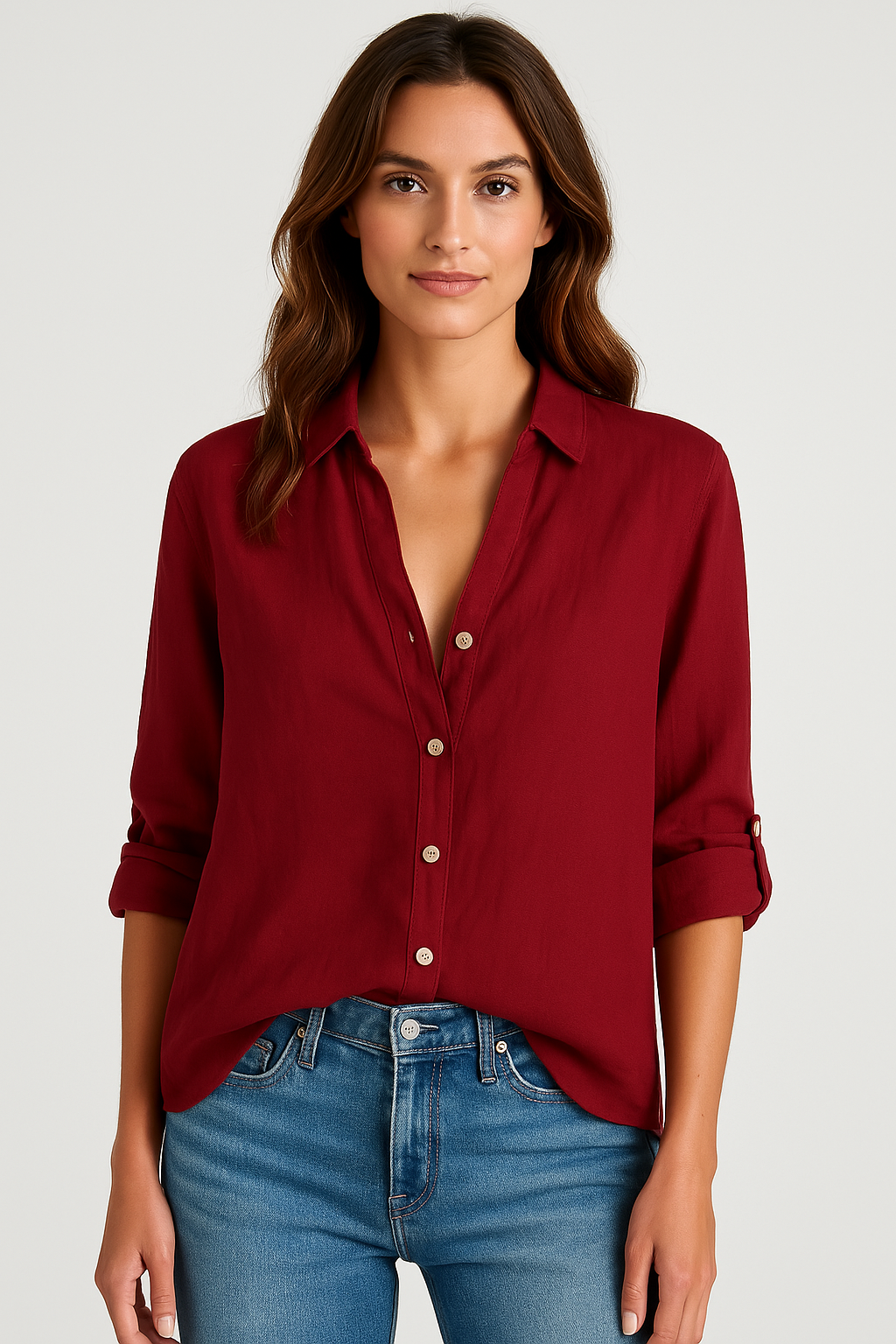 Dámská halenka s límečkem a knoflíky – volná a všestranně kombinovatelná