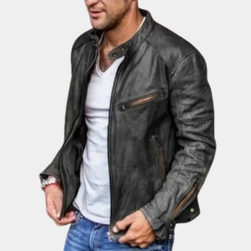 Dominik | Klassische wasserdichte Lederjacke für Herren